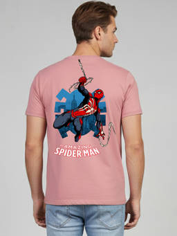 Greylongg - Men's Pink Polyester Casual Graphic T-Shirt