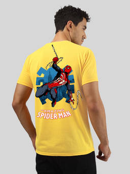 Greylongg - Men's Yellow Polyester Casual Graphic T-Shirt