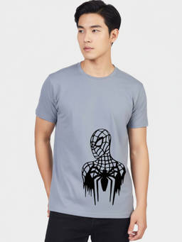 Greylongg - Men's Grey Polyester Casual Graphic T-Shirt