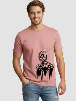 Greylongg - Men's Pink Polyester Casual Graphic T-Shirt