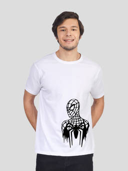 Greylongg - Men's White Polyester Casual Graphic T-Shirt
