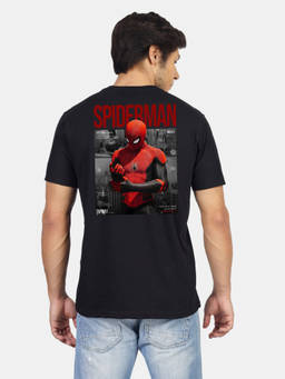 Greylongg - Men's Black Polyester Casual Graphic T-Shirt