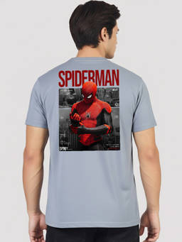 Greylongg - Men's Grey Polyester Casual Graphic T-Shirt