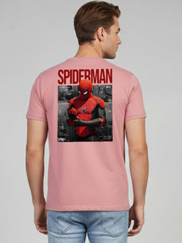 Greylongg - Men's Pink Polyester Casual Graphic T-Shirt