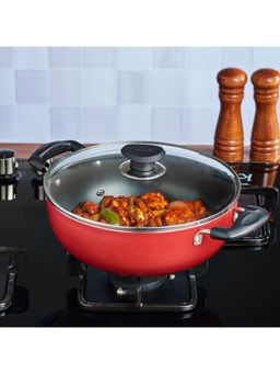 VINOD - Zest Non-Stick Deep Kadai With Glass Lid 22 Cm, 2.6 L (Induction Friendly)