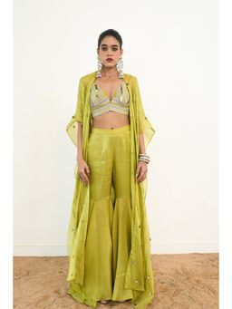 RISHI & VIBHUTI - Syreni Blouse With Sharara And Cape (Set of 3)