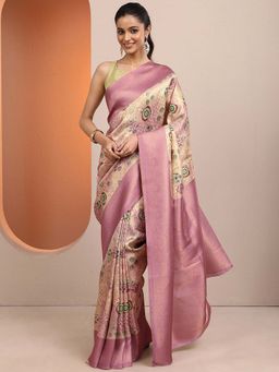 Libas - Mauve Woven Silk Blend Saree with Unstitched Blouse