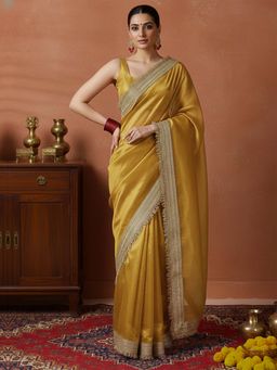 HANDME - Gold Ready To Wear Radiant Luxe Tissue Couture Saree with Unstitched Blouse