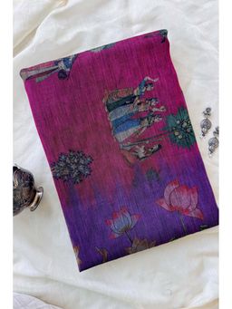 Ekana Label - Phool Leela Pink Chanderi Cotton Printed Saree with Unstitched Blouse