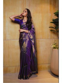 AMRUTKALA SAREES - Blue Designer Banarasi Silk Kanjivaram Saree with Unstitched Blouse