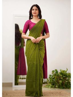 AMRUTKALA SAREES - Green Designer Cotton Silk Saree with Unstitched Blouse