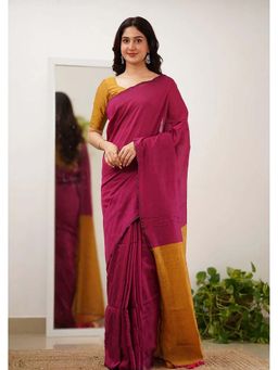 AMRUTKALA SAREES - Pink Designer Cotton Silk Saree with Unstitched Blouse