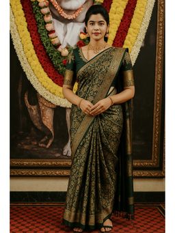 AMRUTKALA SAREES - Green Designer Banarasi Silk Kanjivaram Saree with Unstitched Blouse