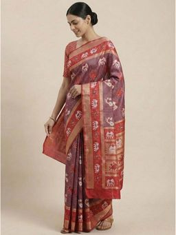 AMRUTKALA SAREES - Purple Designer Banarasi Silk Kanjivaram Saree with Unstitched Blouse
