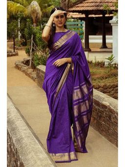 AMRUTKALA SAREES - Purple Designer Banarasi Silk Kanjivaram Saree with Unstitched Blouse