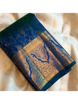 AMRUTKALA SAREES - Blue Designer Banarasi Silk Kanjivaram Saree with Unstitched Blouse