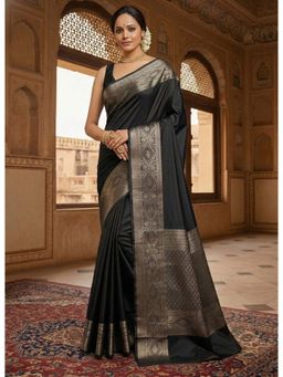 AMRUTKALA SAREES - Black Designer Banarasi Silk Kanjivaram Saree with Unstitched Blouse