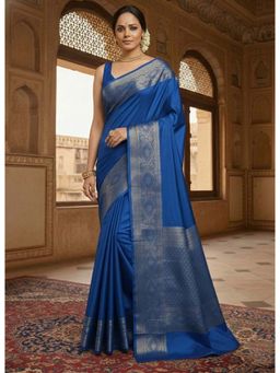AMRUTKALA SAREES - Blue Designer Banarasi Silk Kanjivaram Saree with Unstitched Blouse