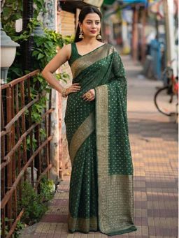 AMRUTKALA SAREES - Green Designer Banarasi Silk Kanjivaram Saree with Unstitched Blouse