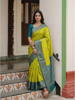AMRUTKALA SAREES - Green Designer Banarasi Silk Kanjivaram Saree with Unstitched Blouse