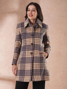 Globus - Women Blue Spread Collar Neck Wintercoat