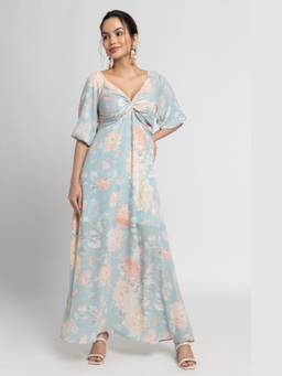 JULO - Frost Blue Yoke Maxi Dress