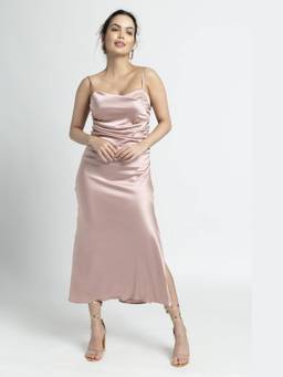 JULO - Rose Gold Cowl Midi Dress