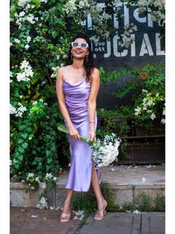 JULO - Lavender Elegance Cowl Midi Dress