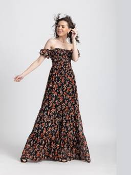 JULO - Black Blossom Maxi Dress