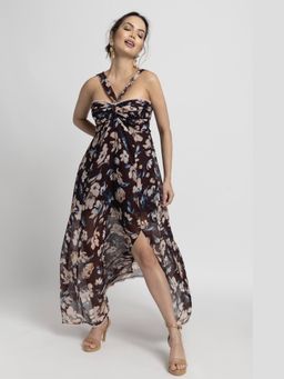 JULO - Russet Bloom Brown Maxi Dress