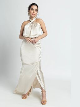JULO - Creamy Halter Cream Maxi Dress