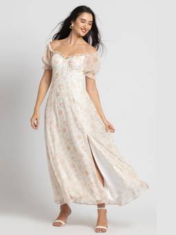 JULO - Crimson Comfort Cream Maxi Dress