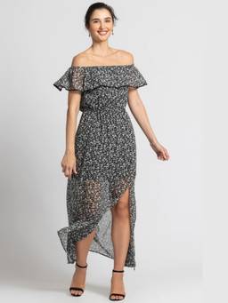 JULO - Moonlit Romance Off Shoulder Black Dress
