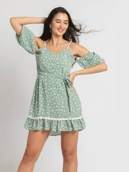 JULO - Tranquil Garden Green Mini Dress