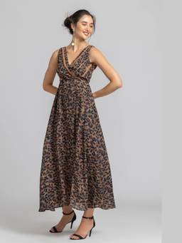 JULO - Mangrove Adventure Khaki Maxi Dress