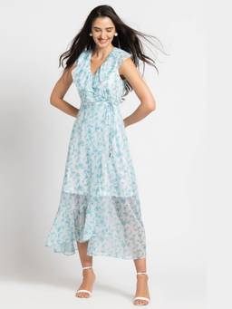 JULO - Azure Breeze Ruffle Blue Maxi Dress