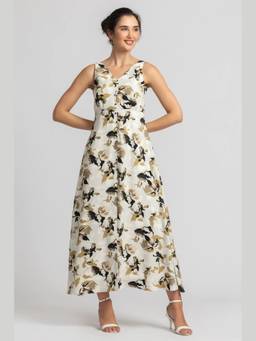 JULO - Autumn Romance V Off White Maxi Dress