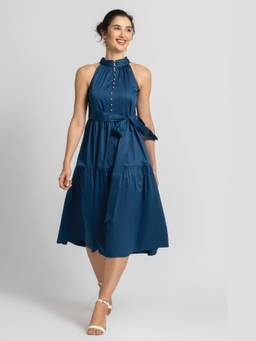 JULO - Temptation Navy Blue Midi Dress