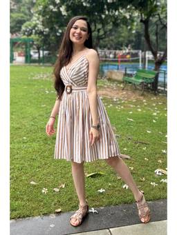 JULO - Riviera Elegance Chic White Mini Dress With Belt