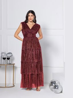JULO - Scarlet Soiree Wine Maxi Dress