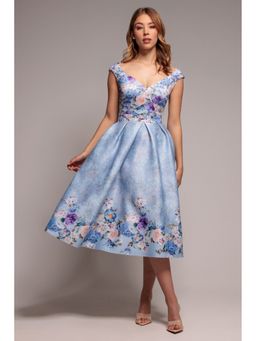 GODDIVA - Blue Sweetheart Midi Dress