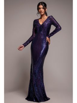 GODDIVA - Purple Sequin Maxi Dress