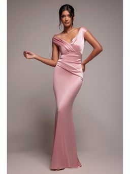 GODDIVA - Pink Satin Maxi Dress