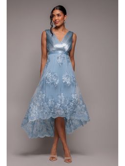 GODDIVA - Blue Pleated Midi Dress