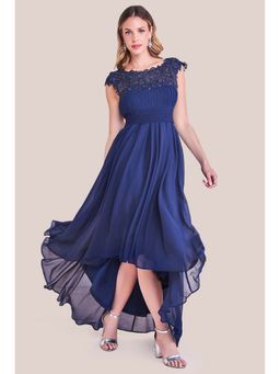 GODDIVA - Navy Blue Crochet Maxi Dress