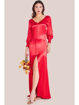 GODDIVA - Red Split Maxi Dress