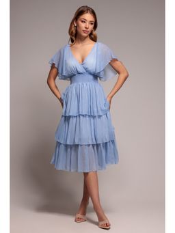 GODDIVA - Blue Lurex Midi Dress