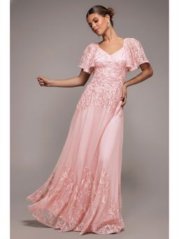 GODDIVA - Pink Mesh Maxi Dress