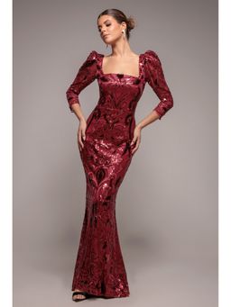 GODDIVA - Wine Lace Maxi Dress