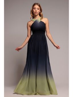 GODDIVA - Green Cross Maxi Dress